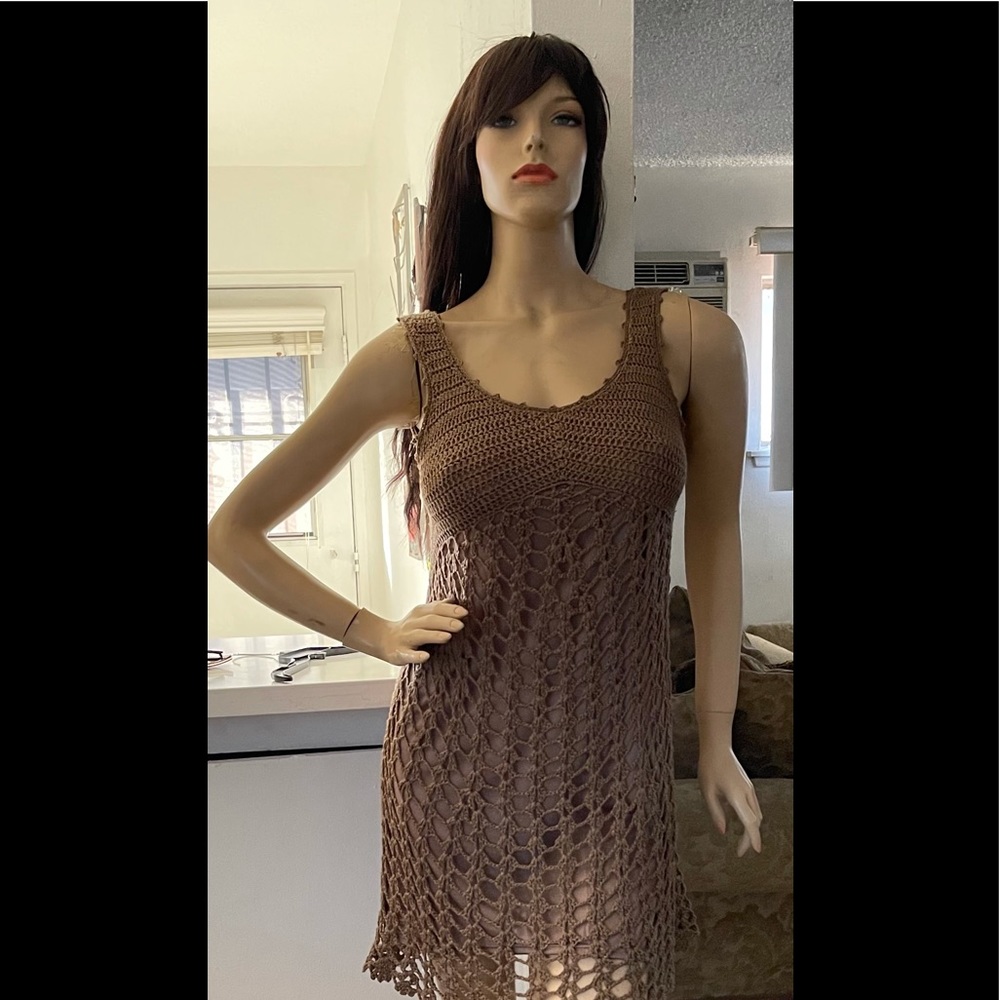 Brown crochet, 65% cotton 35% polyester